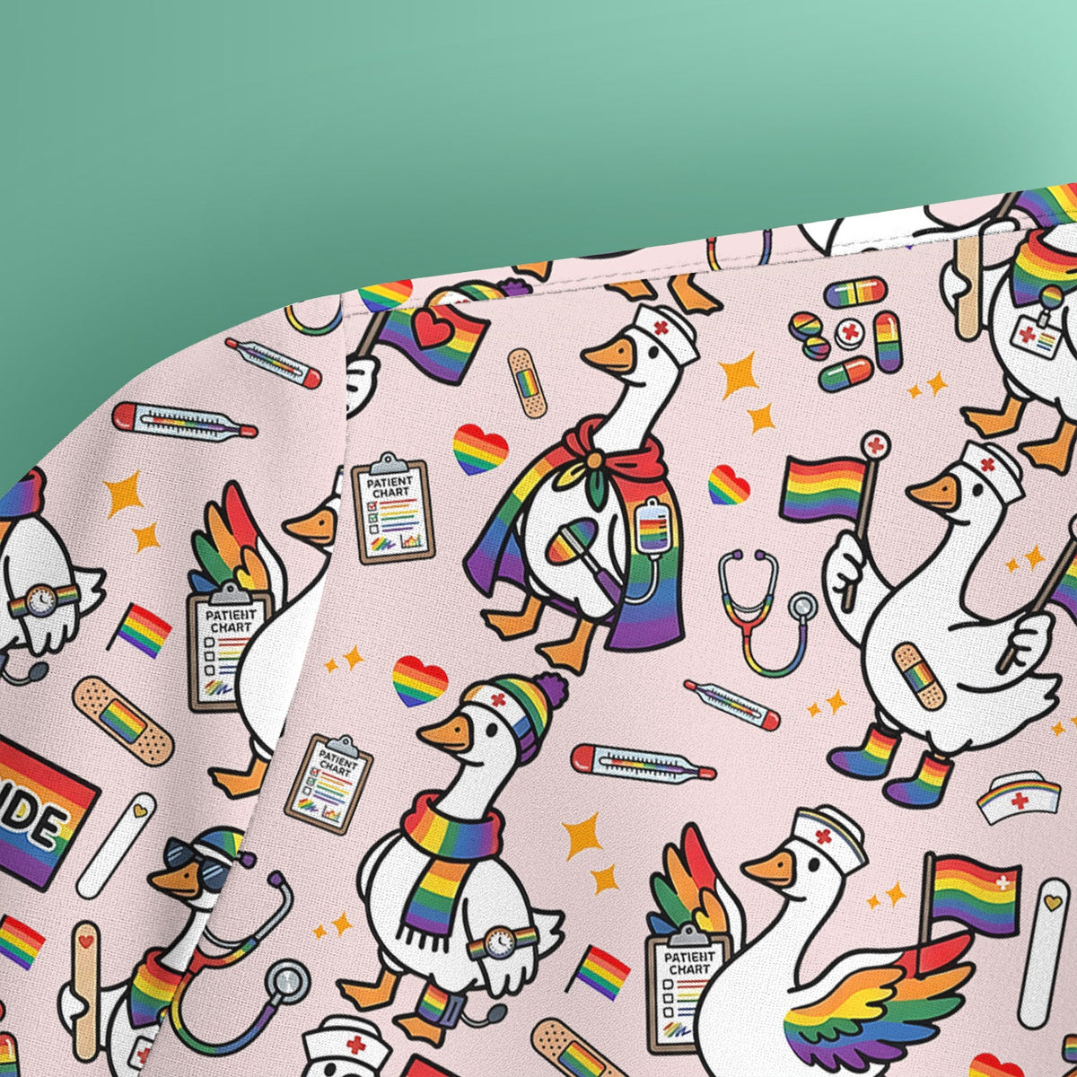 LGBT Pride Nurse Duck Scrub Top