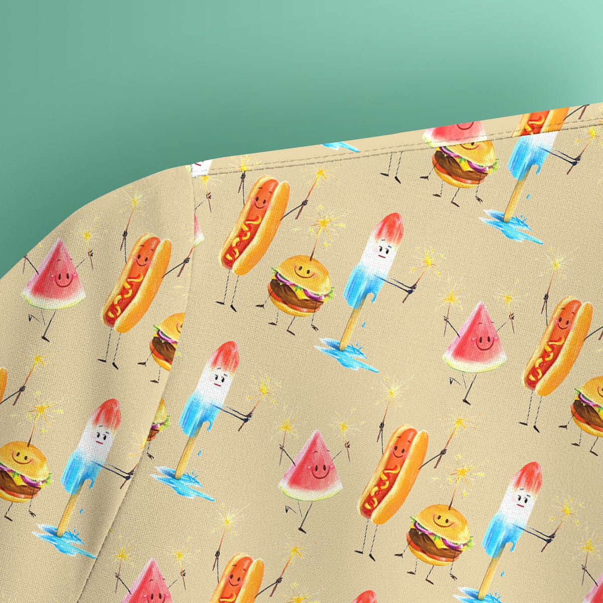 Summer Food Icons Nurse Scrub Top