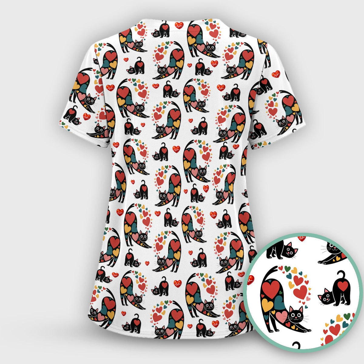 Cat Valentine Heart Nurse Scrub Set