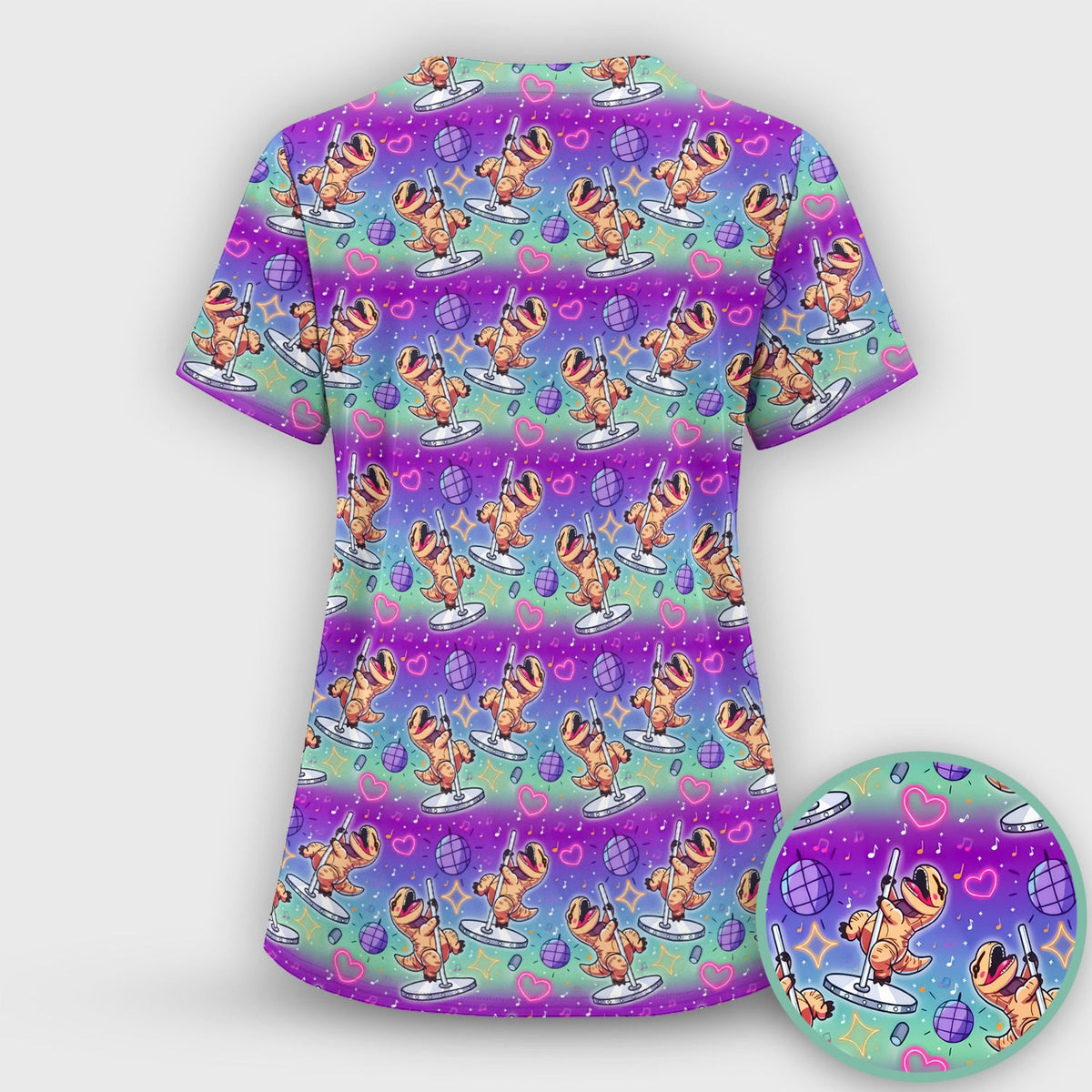 Dancing Dinosaur Disco Nurse Scrub Set