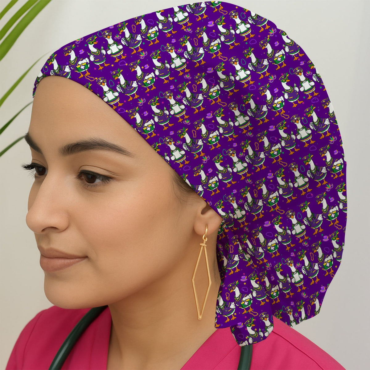Mardi Gras Purple Parade Goose Scrub Cap