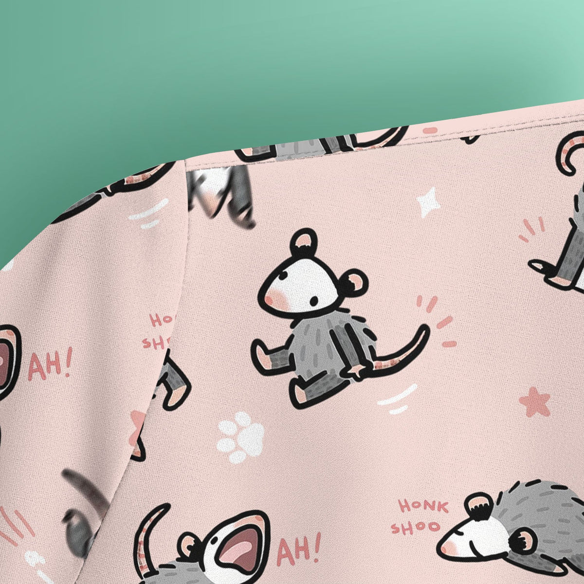 Cartoon Opossum Nurse Scrub Top