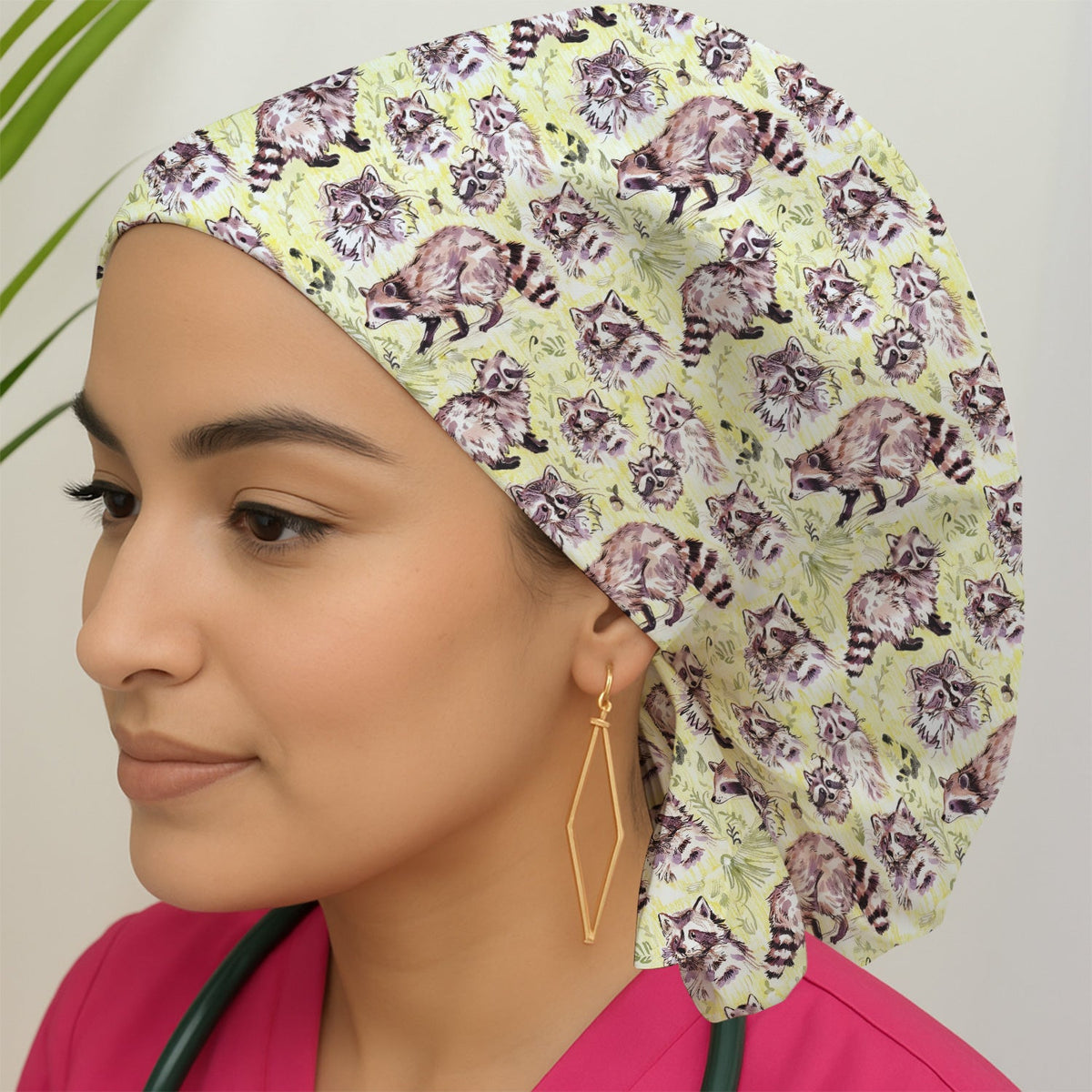 Woodland Raccoon Forest Scrub Cap