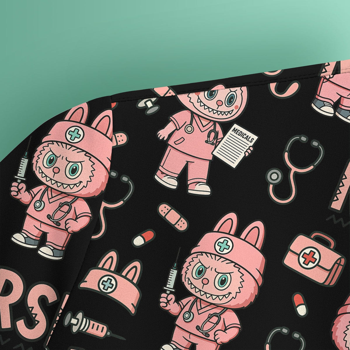Bunny Cartoon Nurse Scrub Top