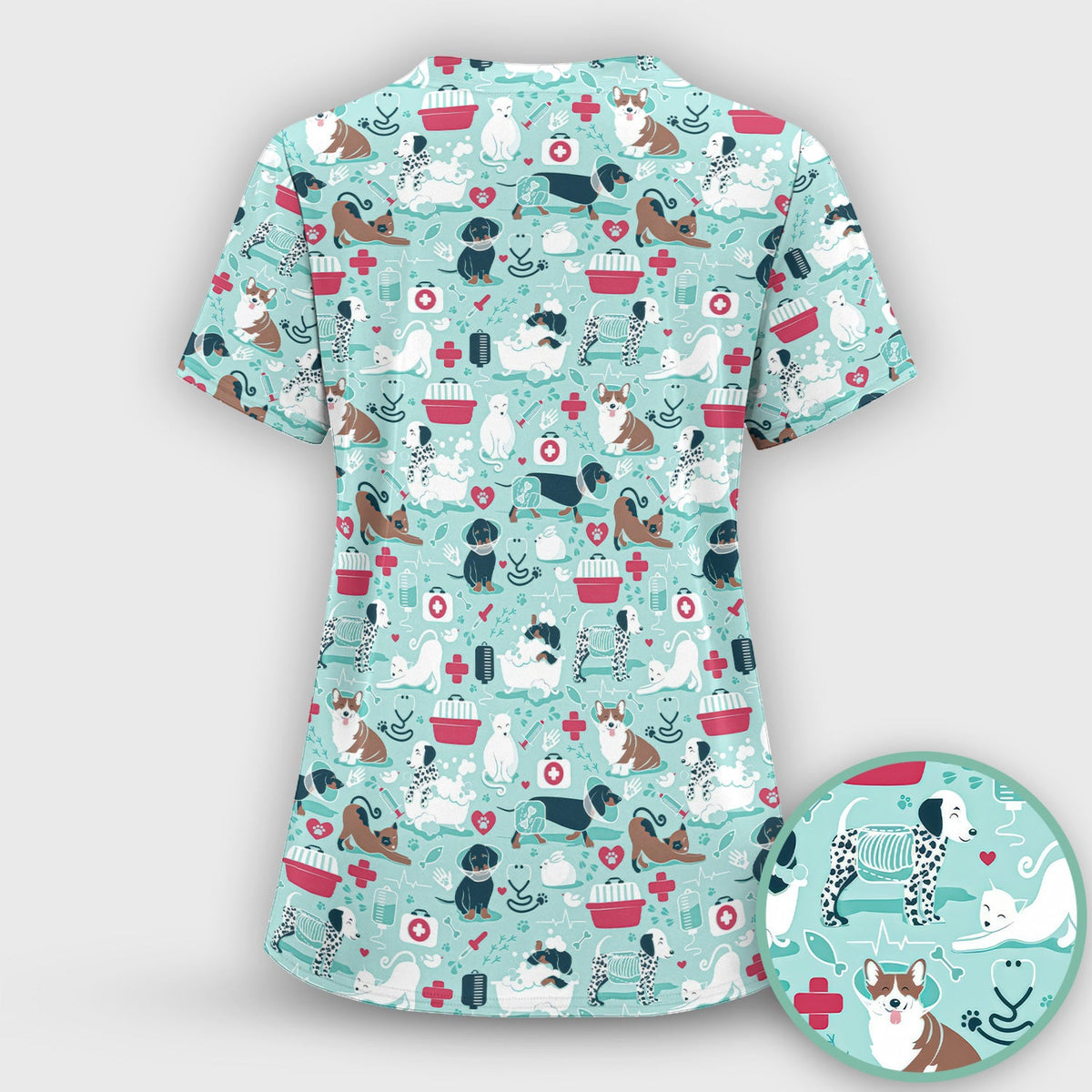 Dogs Veterinary Tools Nurse Scrub Top