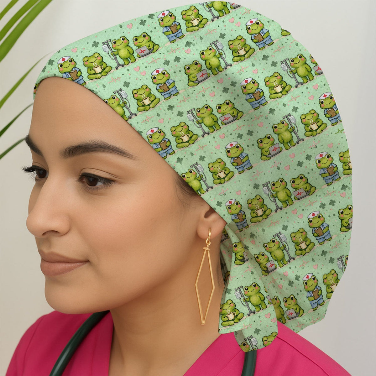 Adorable Frog Various Poses Scrub Cap