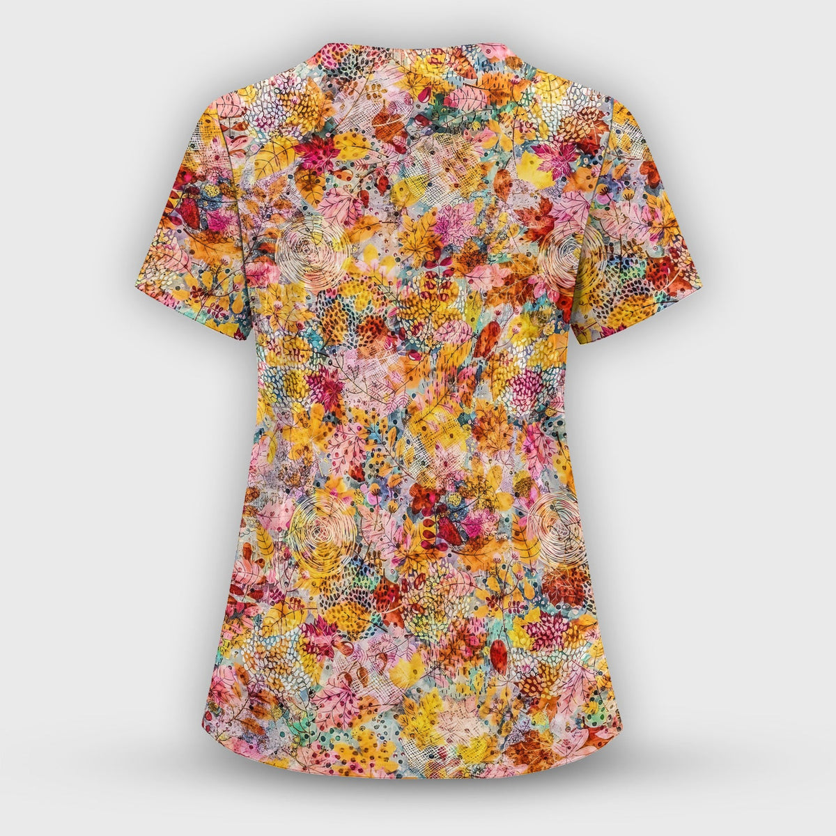 Autumn Floral Leaves Nurse Scrub Set