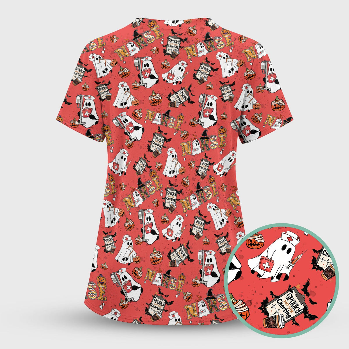 Spooky But Still Charting Nurse Scrub Top - Halloween Gift