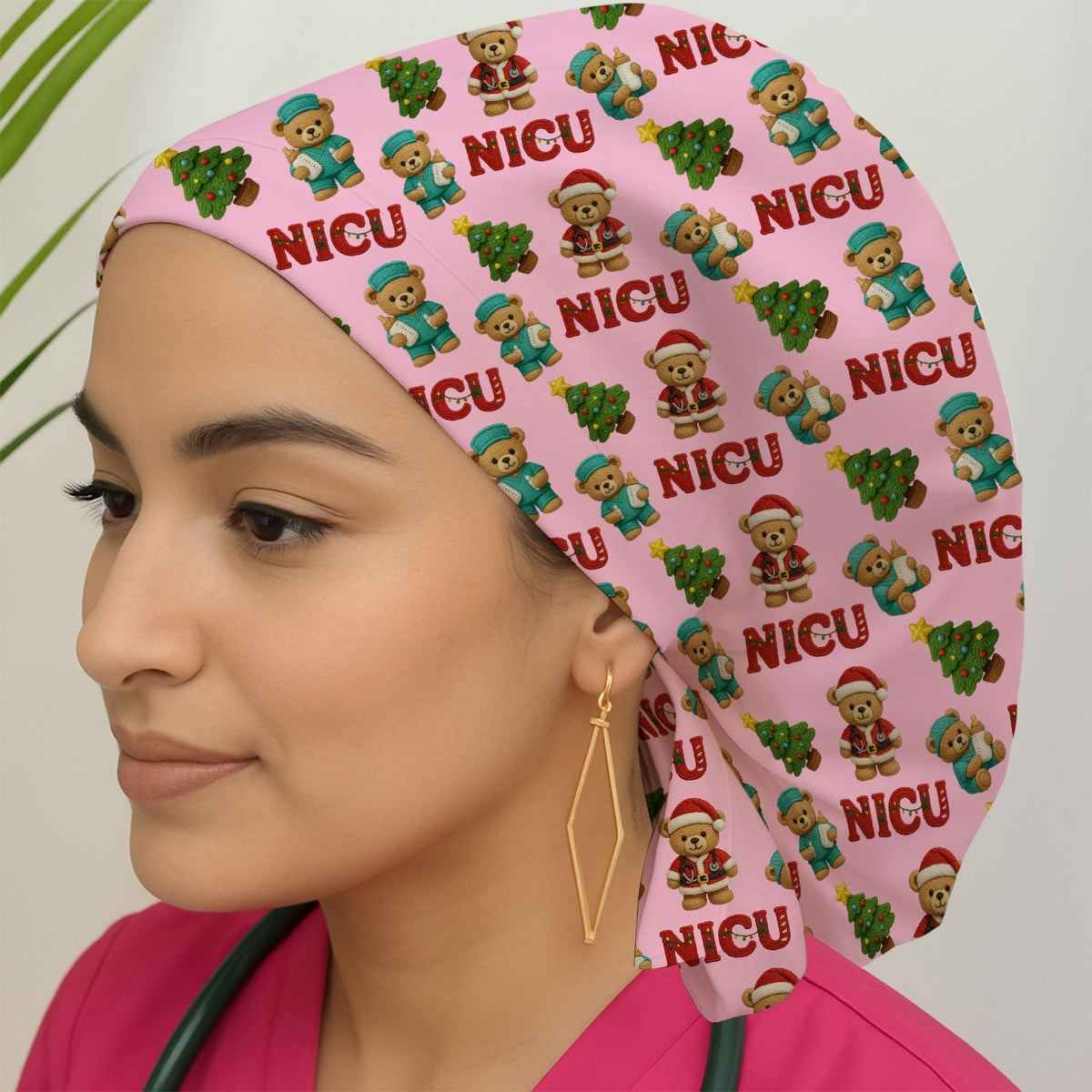 NICU Nurse Teddy Bear Scrub Cap - Christmas Gift