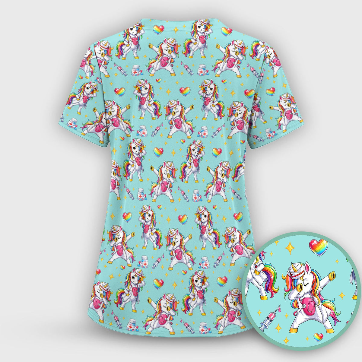 Nurse Unicorn Rainbow Scrub Set