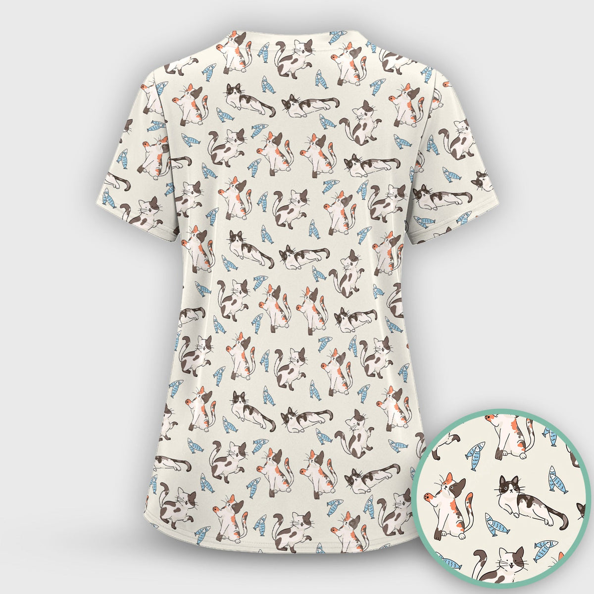 Playful Cats Fish Nurse Scrub Set