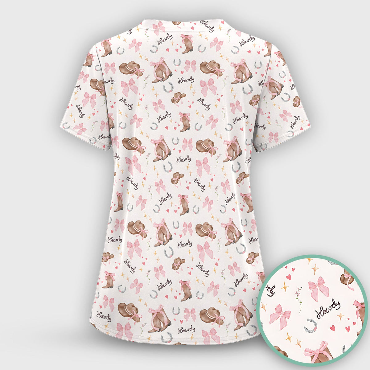 Pink Cowgirl Boots Nurse Scrub Set