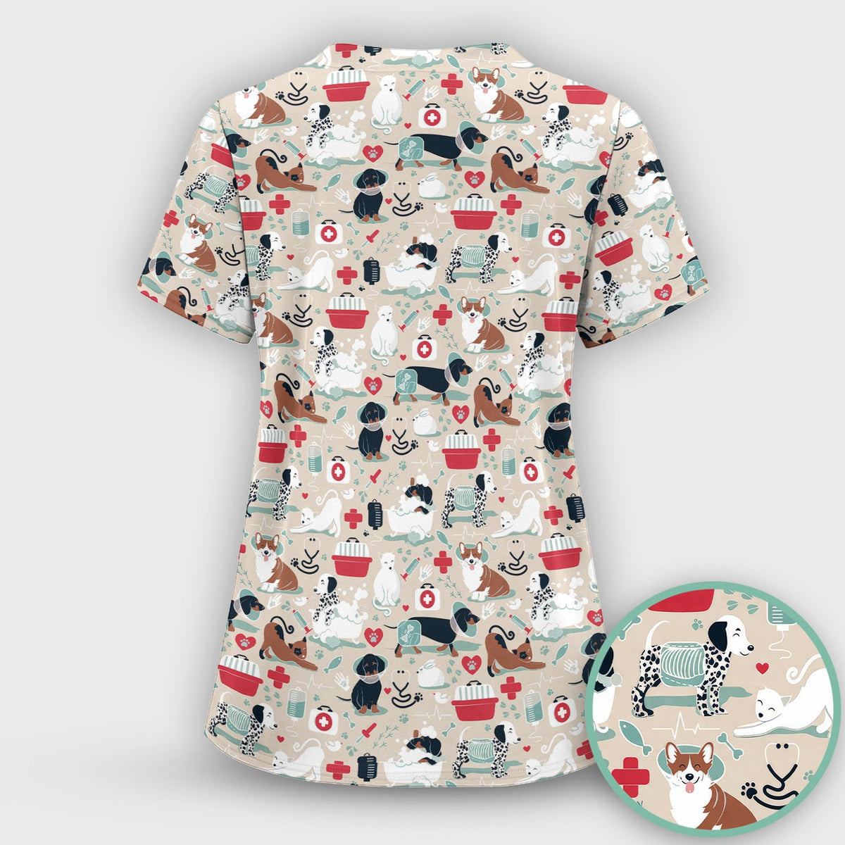 Dogs Veterinary Tools Nurse Scrub Top