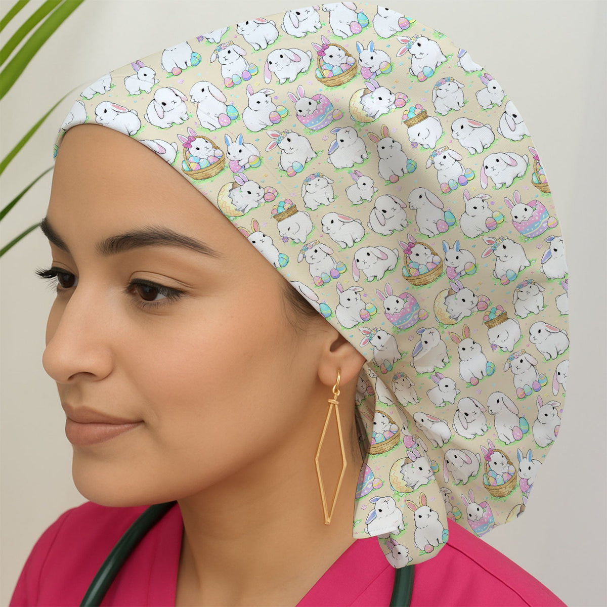 Bunny Egg Scrub Cap - Easter Gift For Nurse
