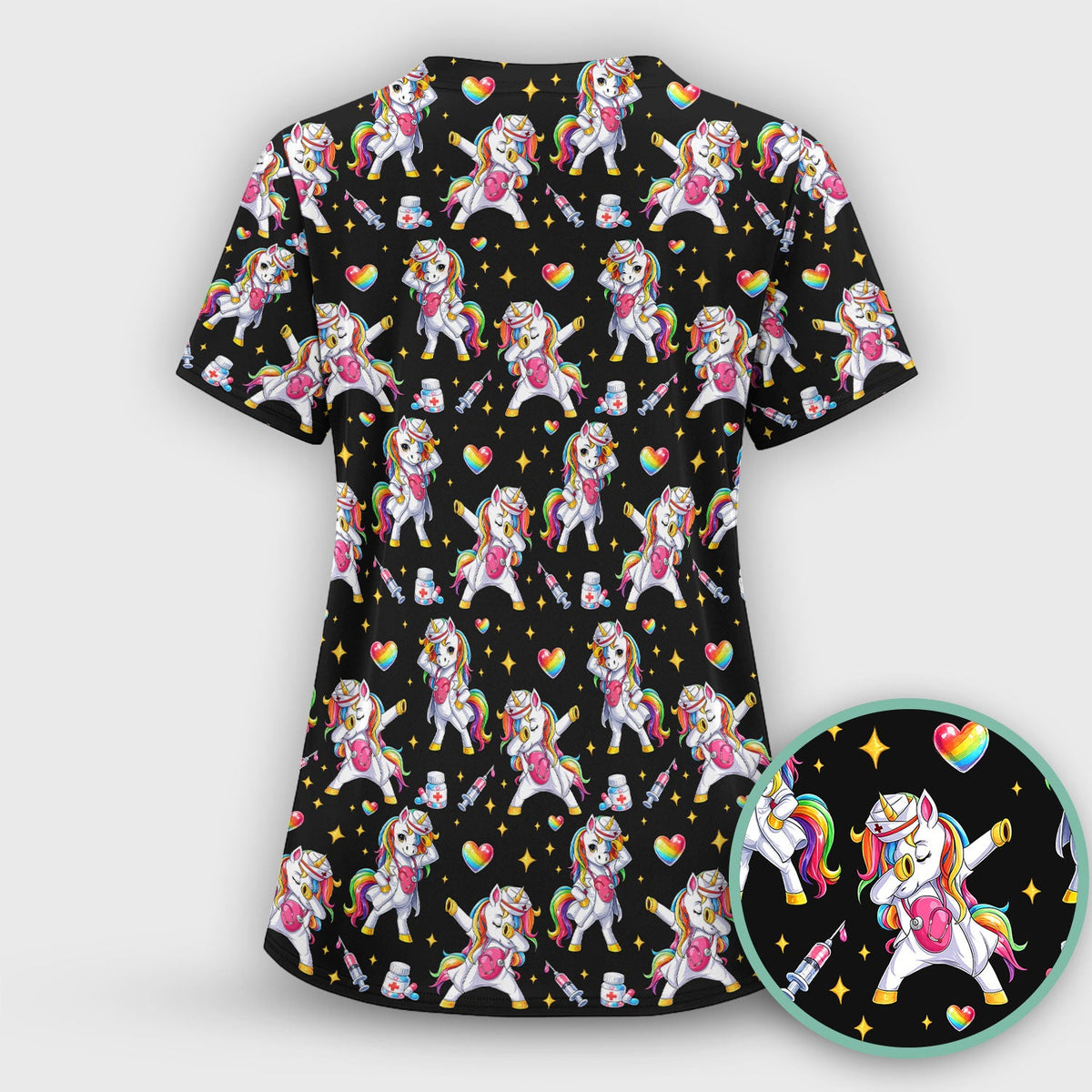 Nurse Unicorn Rainbow Scrub Set