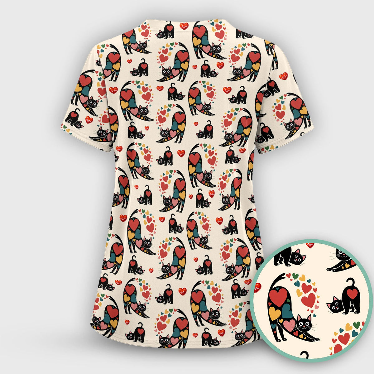 Cat Valentine Heart Nurse Scrub Set