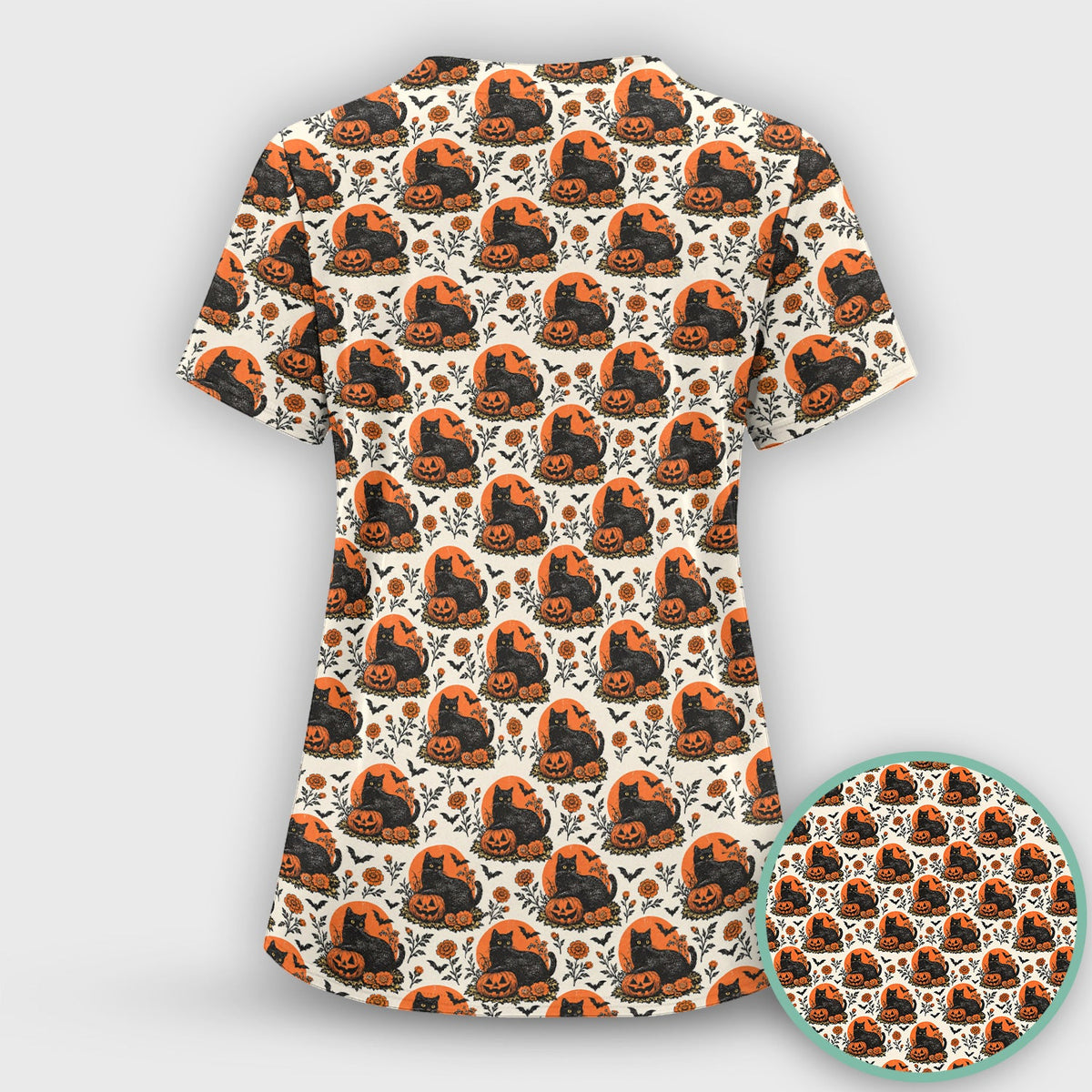 Black Cat Energy Nurse Scrub Set - Halloween Gift