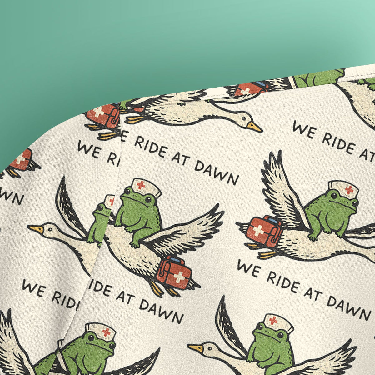 Frog Riding Goose Nurse Scrub Top
