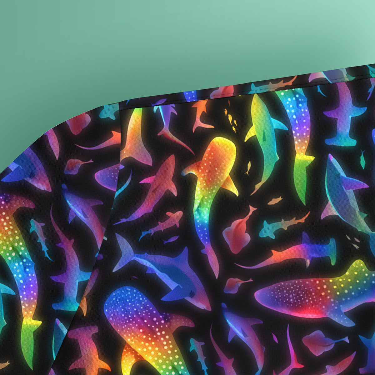Vibrant Rainbow Shark Pattern Scrub Top, Comfortable Scrubs For Nurses