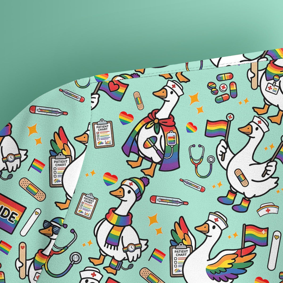 LGBT Pride Nurse Duck Scrub Top