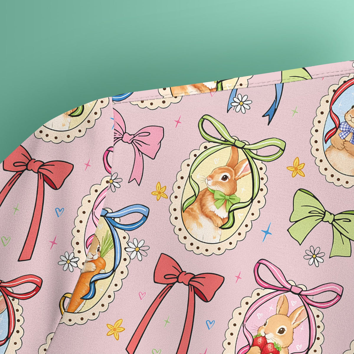 Bunny Cameo Bow Nurse Scrub Top - Easter Gift