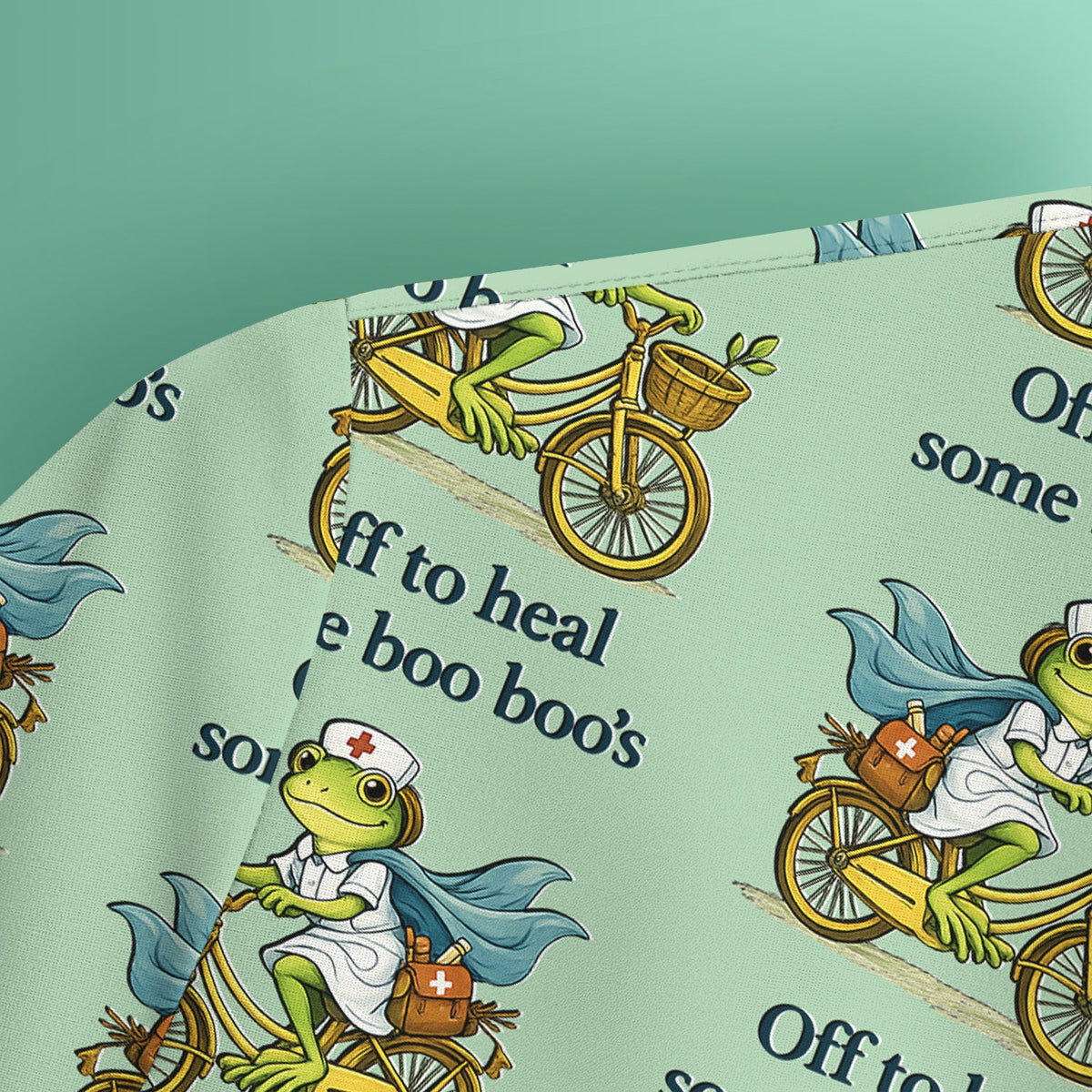 Frog Cycling Nurse Scrub Top