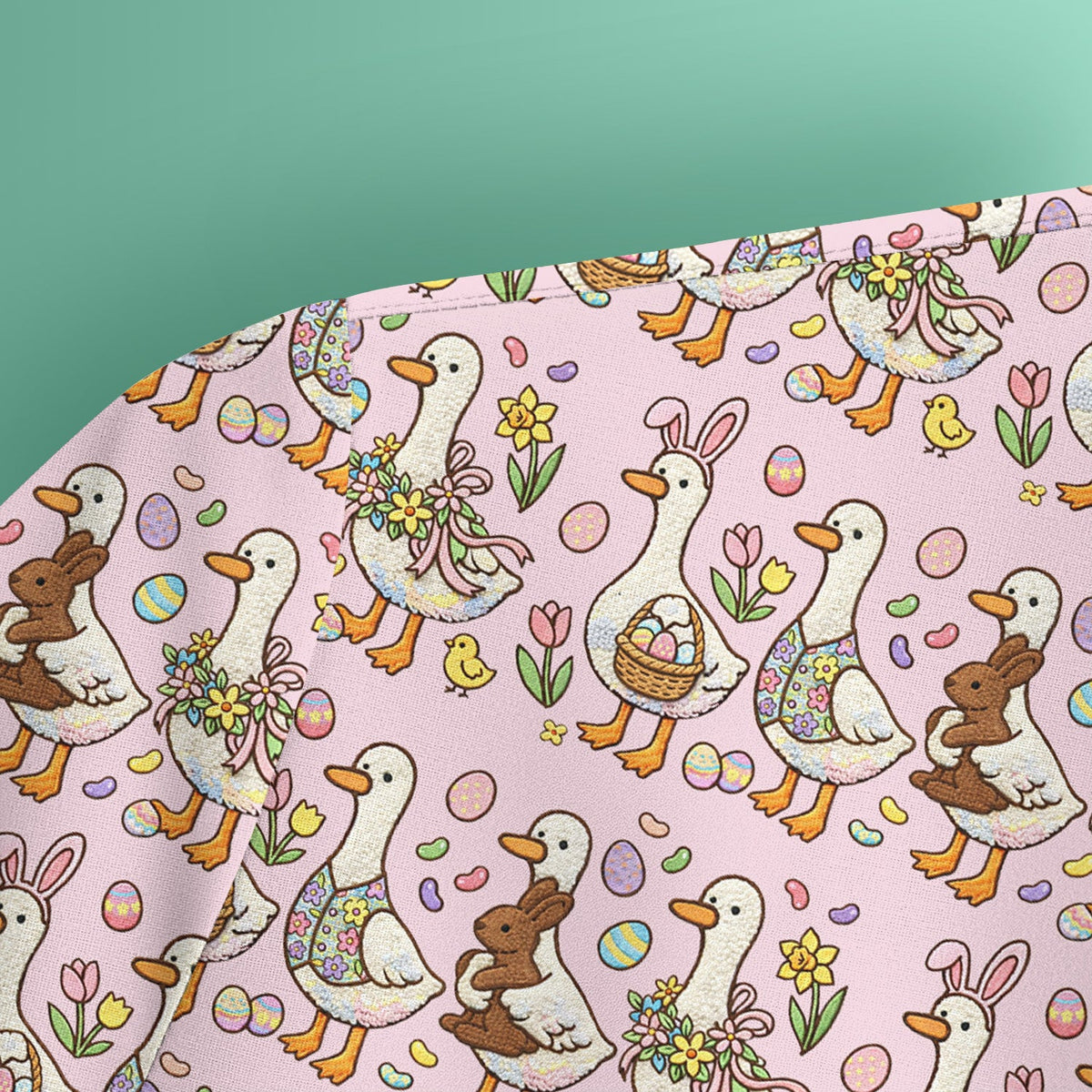 Duck Bunny Egg Floral Nurse Scrub Top - Easter Gift