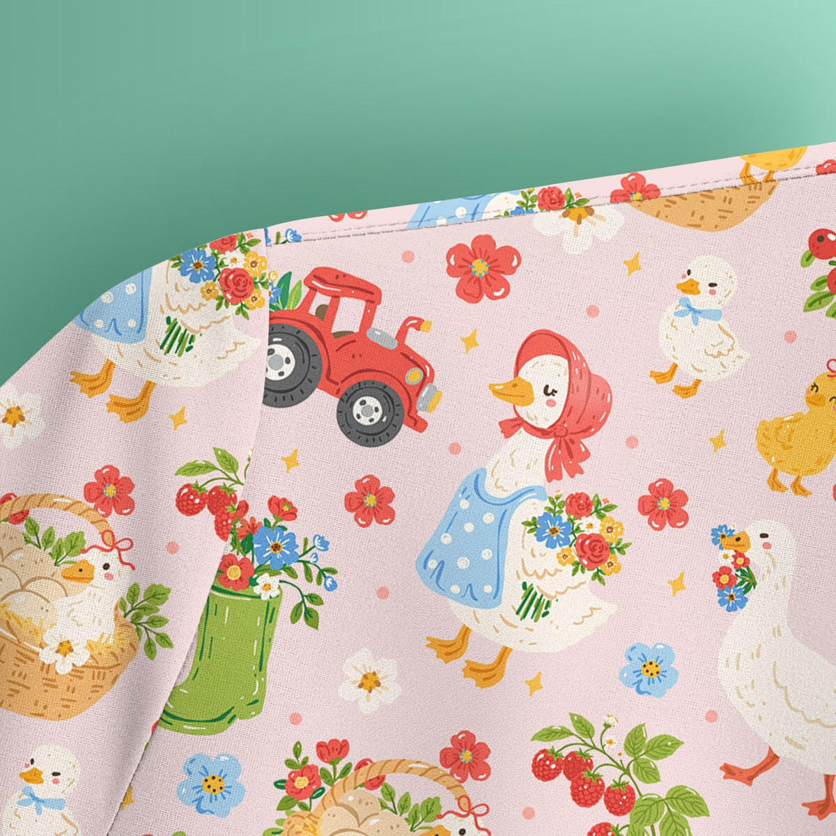 Farm Duck Chicken Tractor Flower Basket Nurse Scrub Top