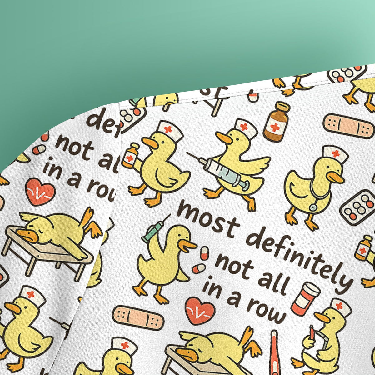 Funny Nurse Duck Medical Humor Pattern Scrub Top, Comfortable Scrubs for Nurses