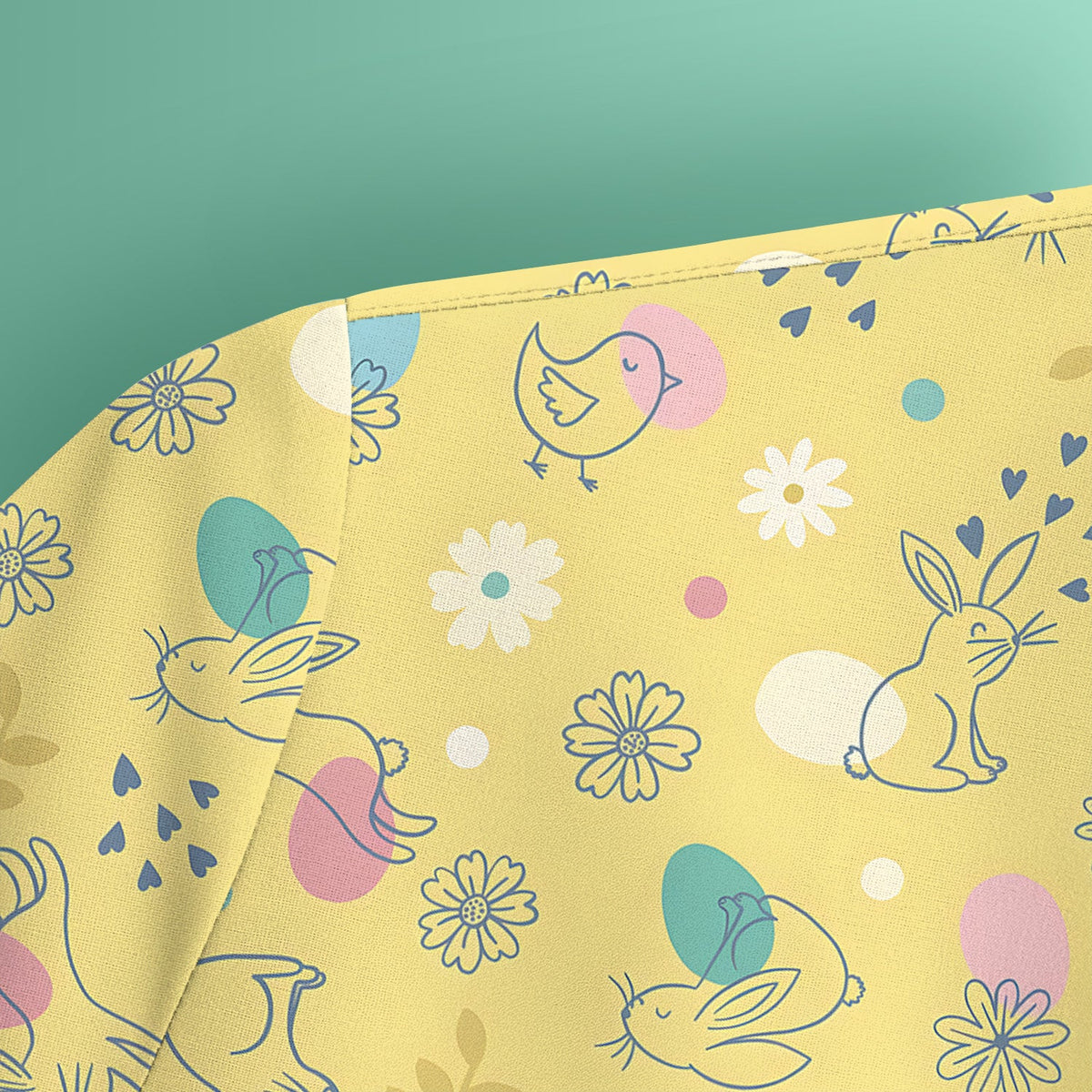 Whimsical Easter Bunny Eggs Nurse Scrub Top