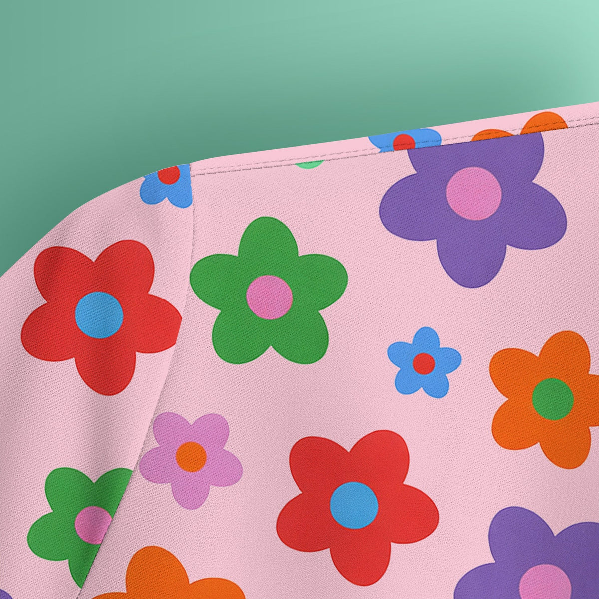 Colorful Retro Flower Nurse Scrub Top