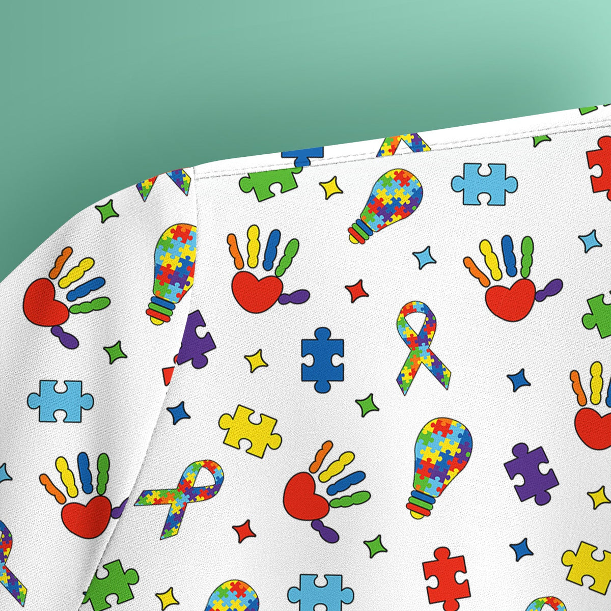 Autism Awareness Colorful Puzzle Nurse Scrub Top