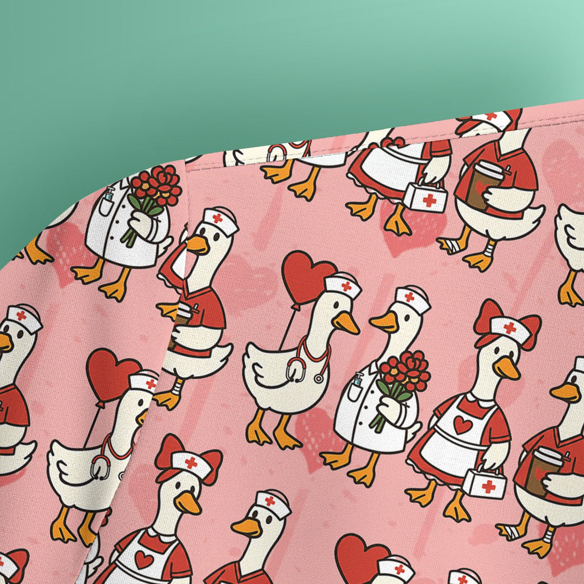 Valentine Nurse Goose Scrub Top