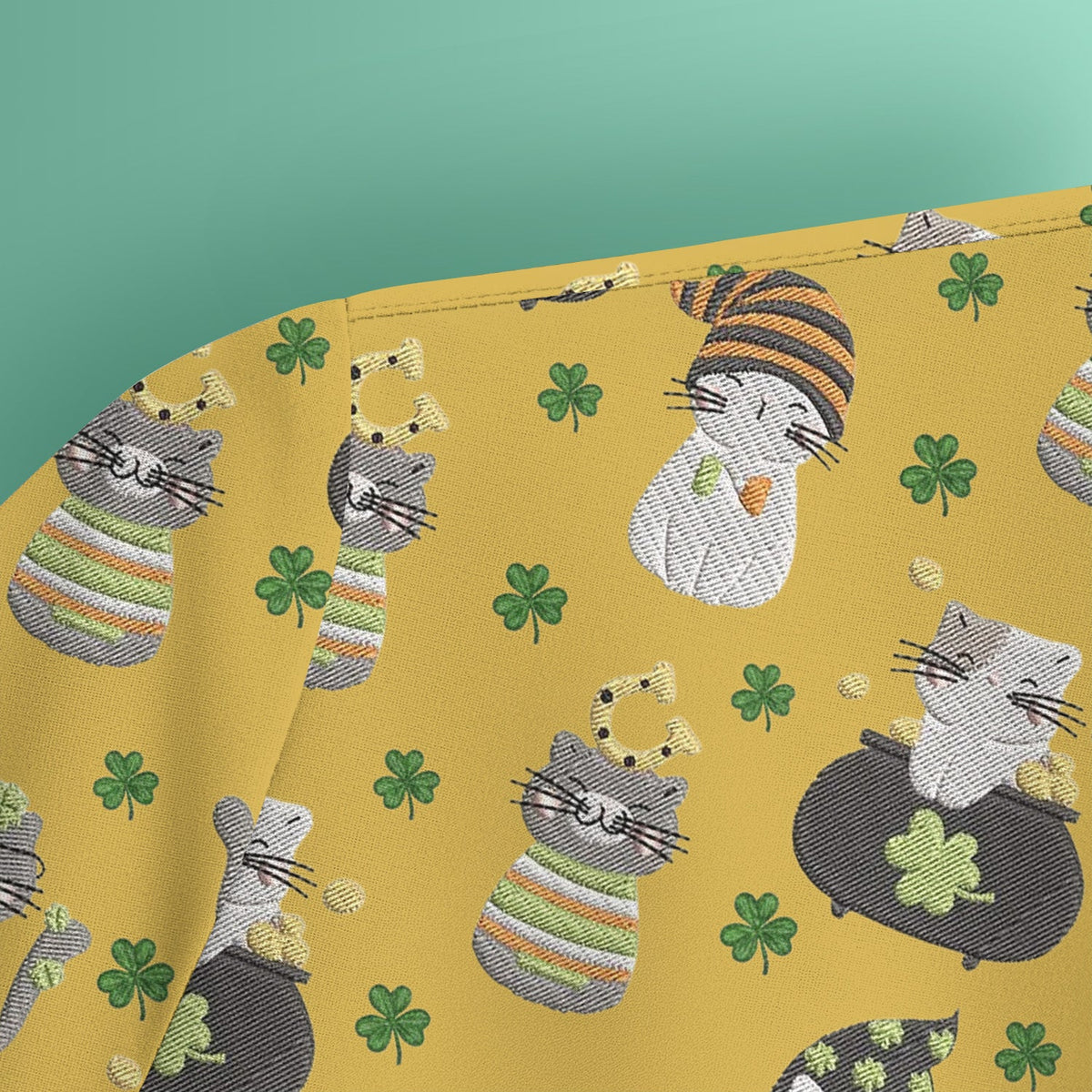 St Patrick Lucky Cat Shamrock Nurse Scrub Top