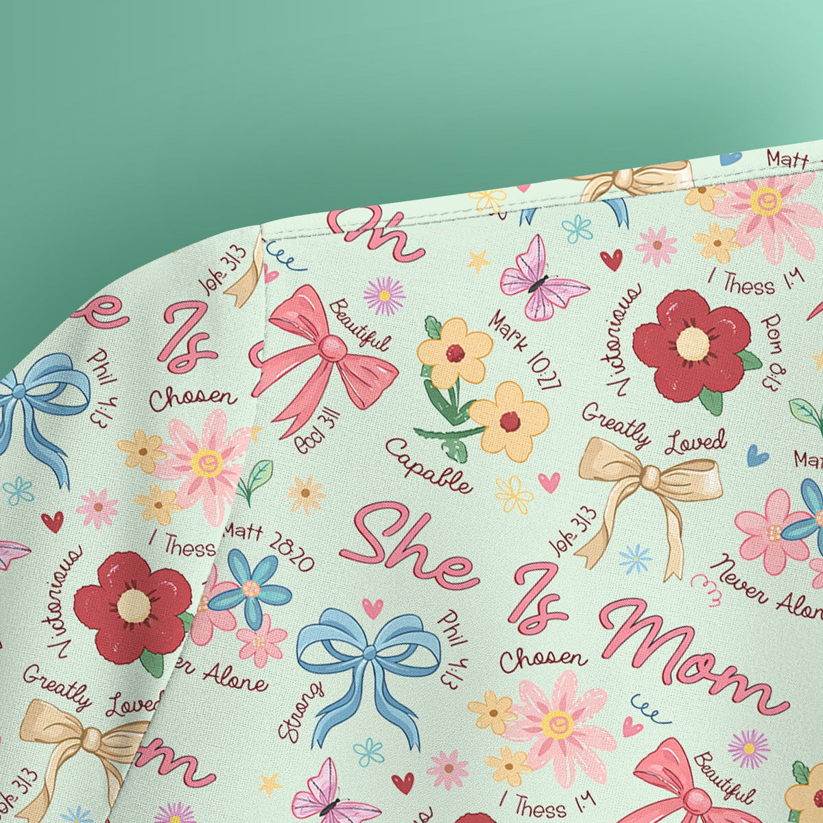 She Is Mom Floral Bow Nurse Scrub Top