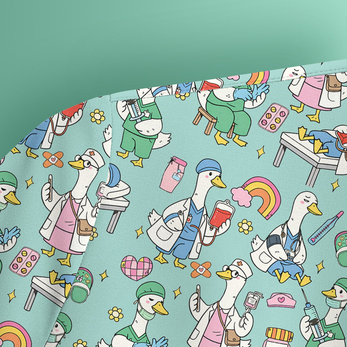 Duck Medical Doodle Nurse Scrub Top