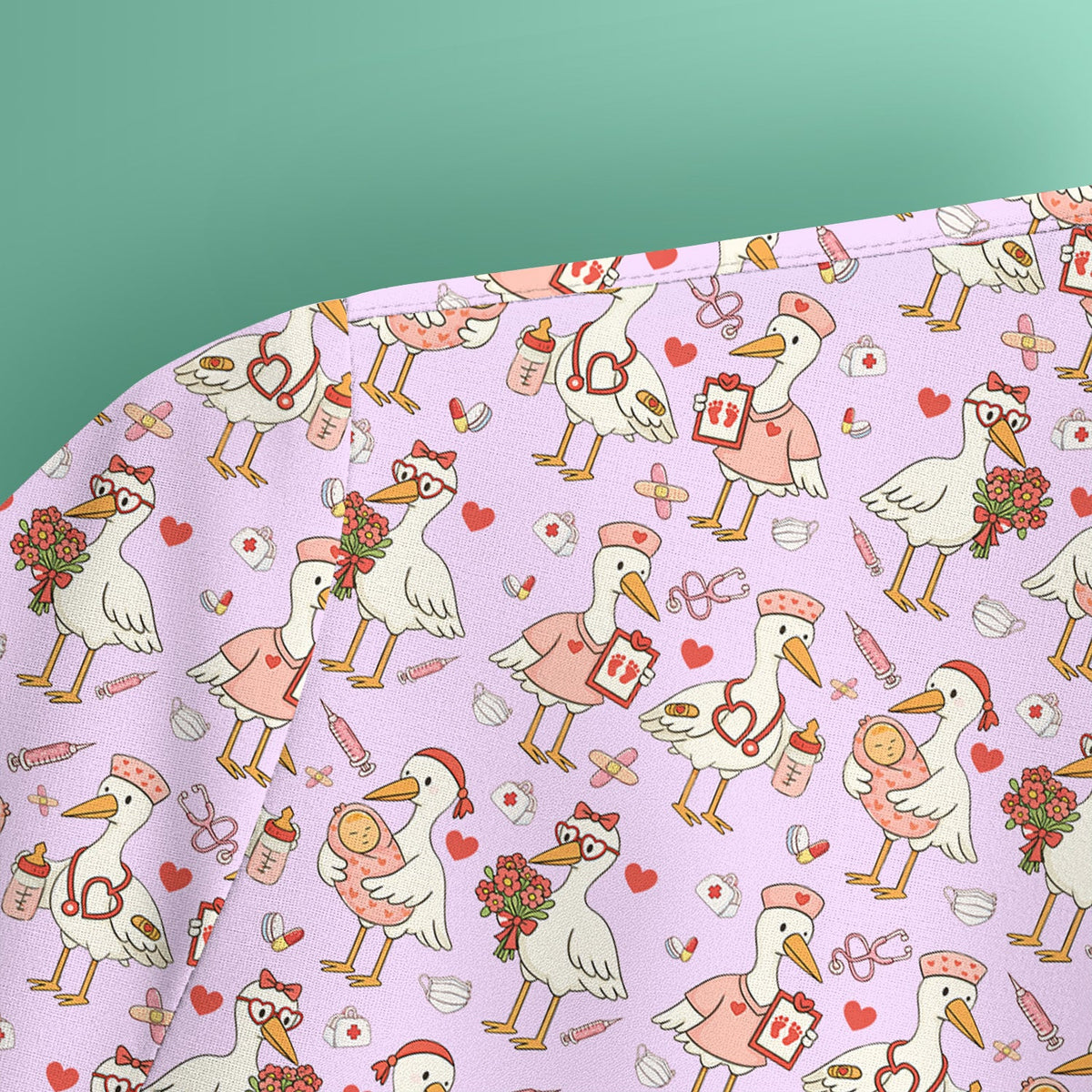 Valentine Goose Nurse Scrub Top