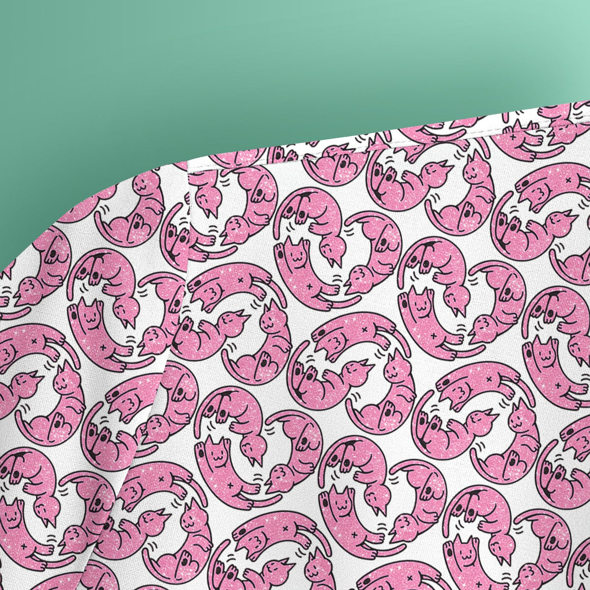 Pink Cat Cartoon Nurse Scrub Top