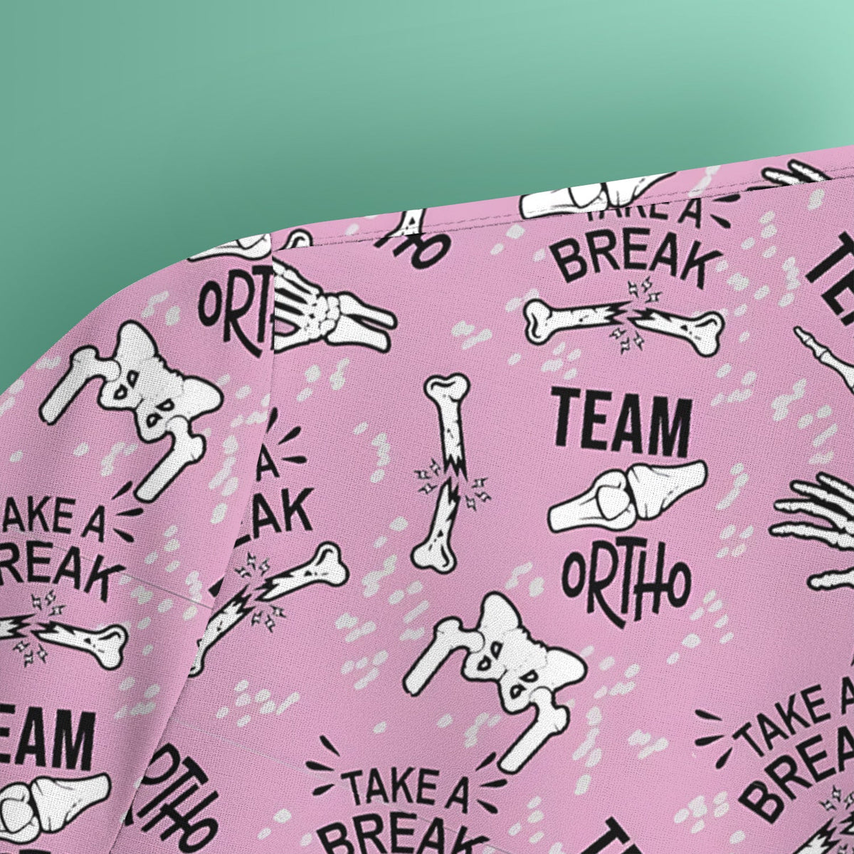 Team Ortho Bone Joint Print Scrub Top, Breathable Fabrics Nursing Uniform