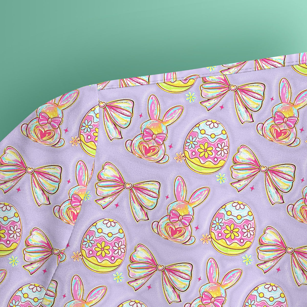 Bunny Pastel Egg Bow Nurse Scrub Top - Easter Gift
