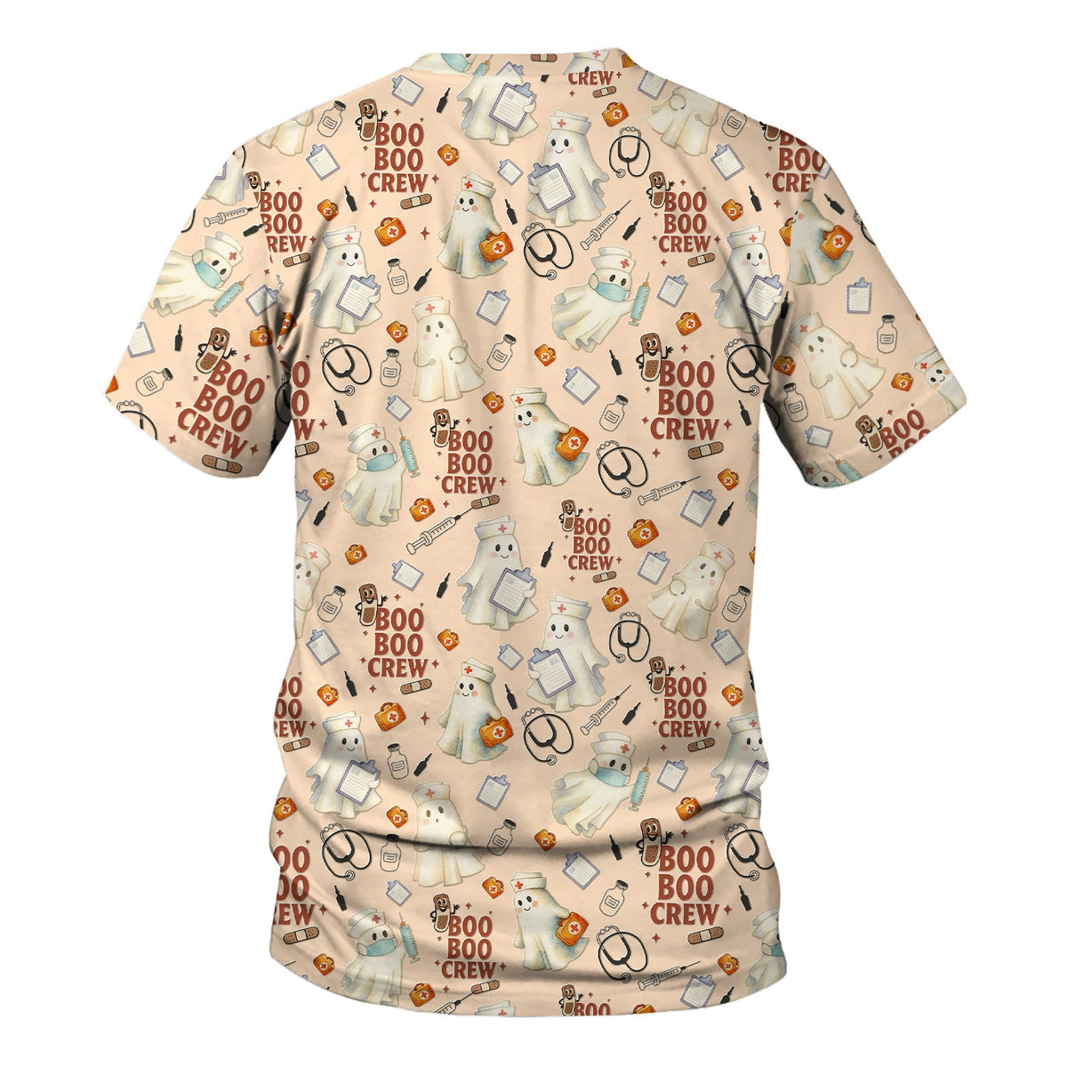 Boo Boo Crew Funny Ghost Nurse Scrub Top