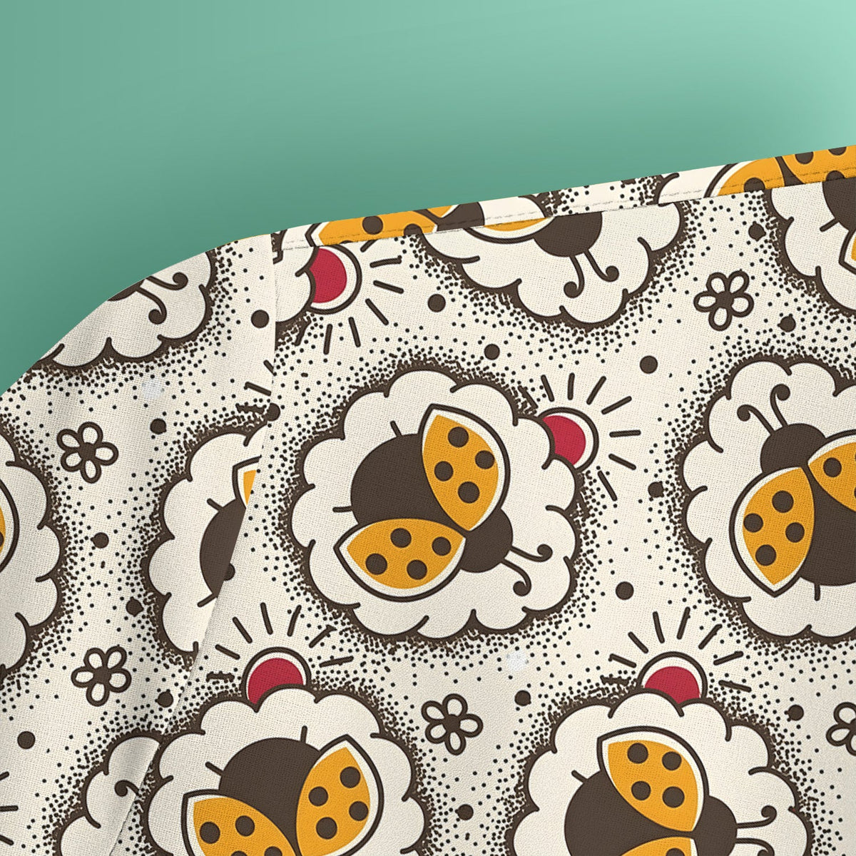 Ladybug Floral Frame Nurse Scrub Top