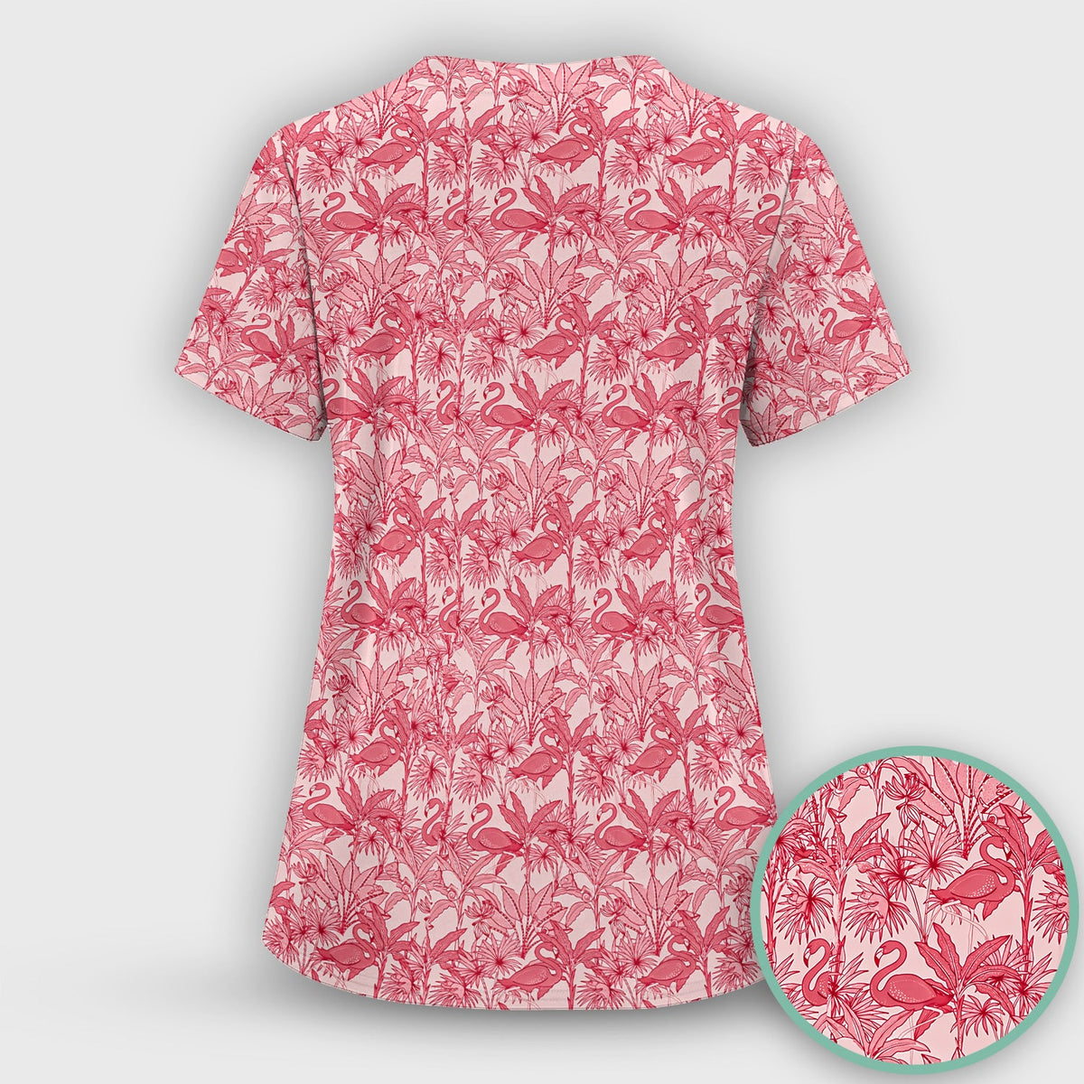Tropical Flamingo Palm Leaves Nurse Scrub Set