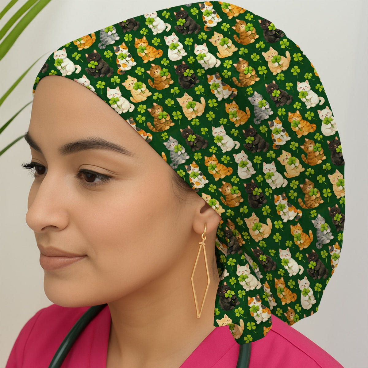 Black Cat Scrub Cap - St Patricks Day Gift For Nurse