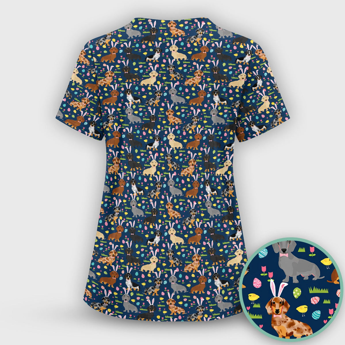 Dachshund Dog Nurse Scrub Top - Easter Gift