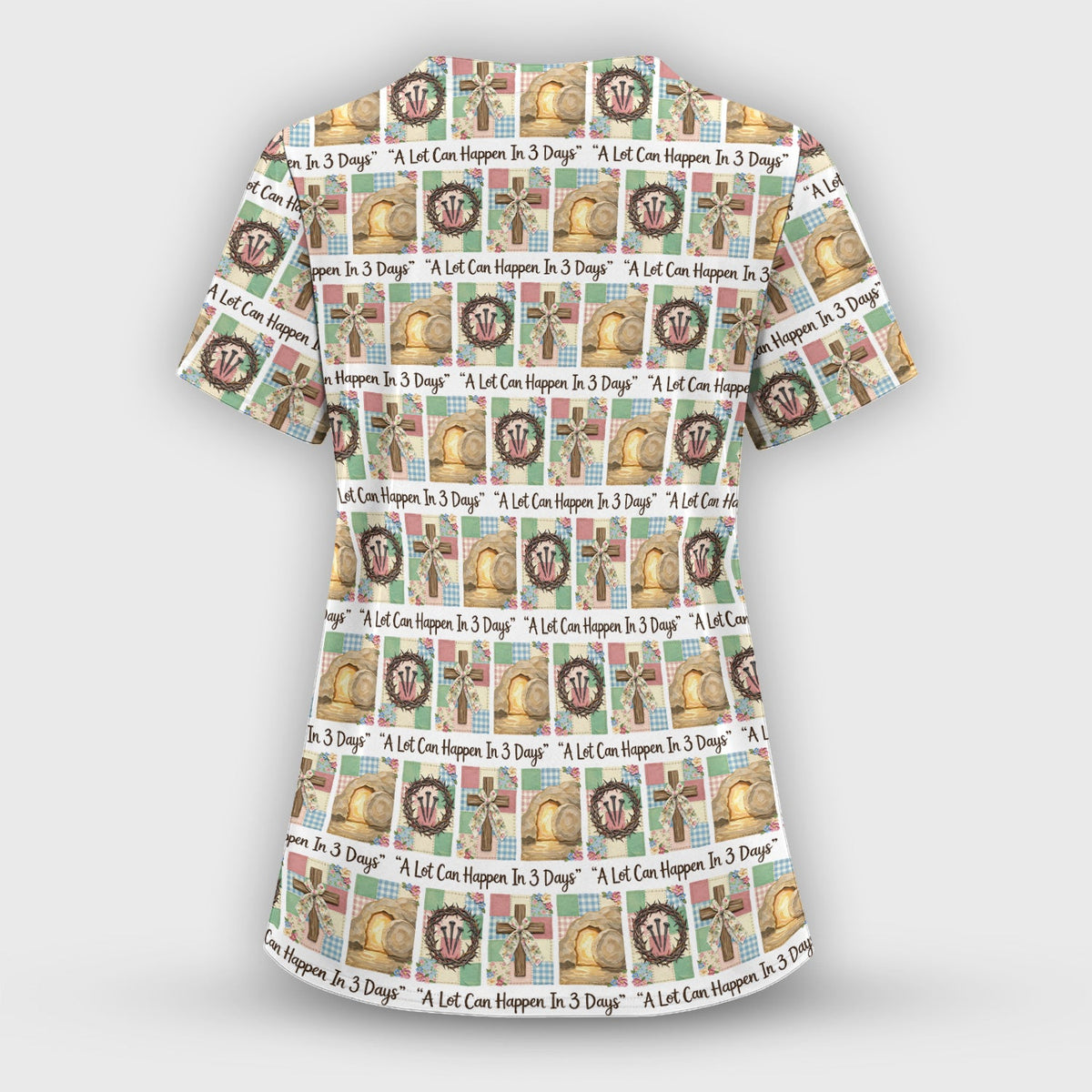 Christian Easter Cross Nurse Scrub Top