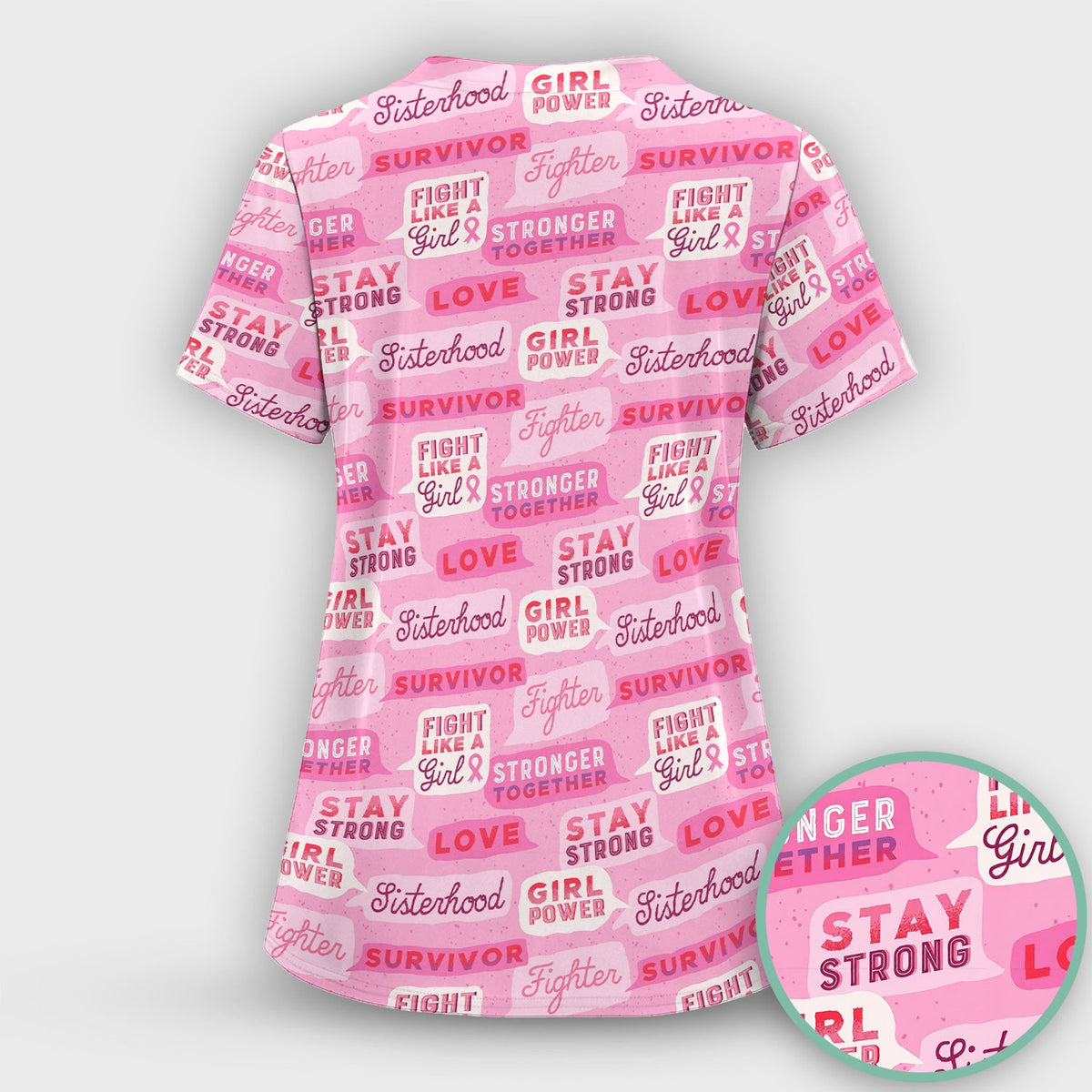 Pink Ribbon Quotes Nurse Scrub Set