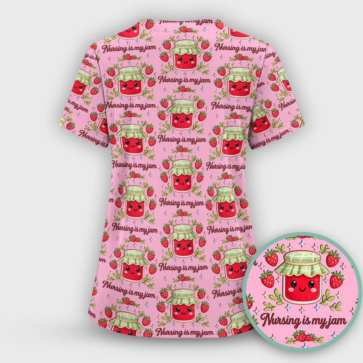 Strawberry Jam Nurse Scrub Top