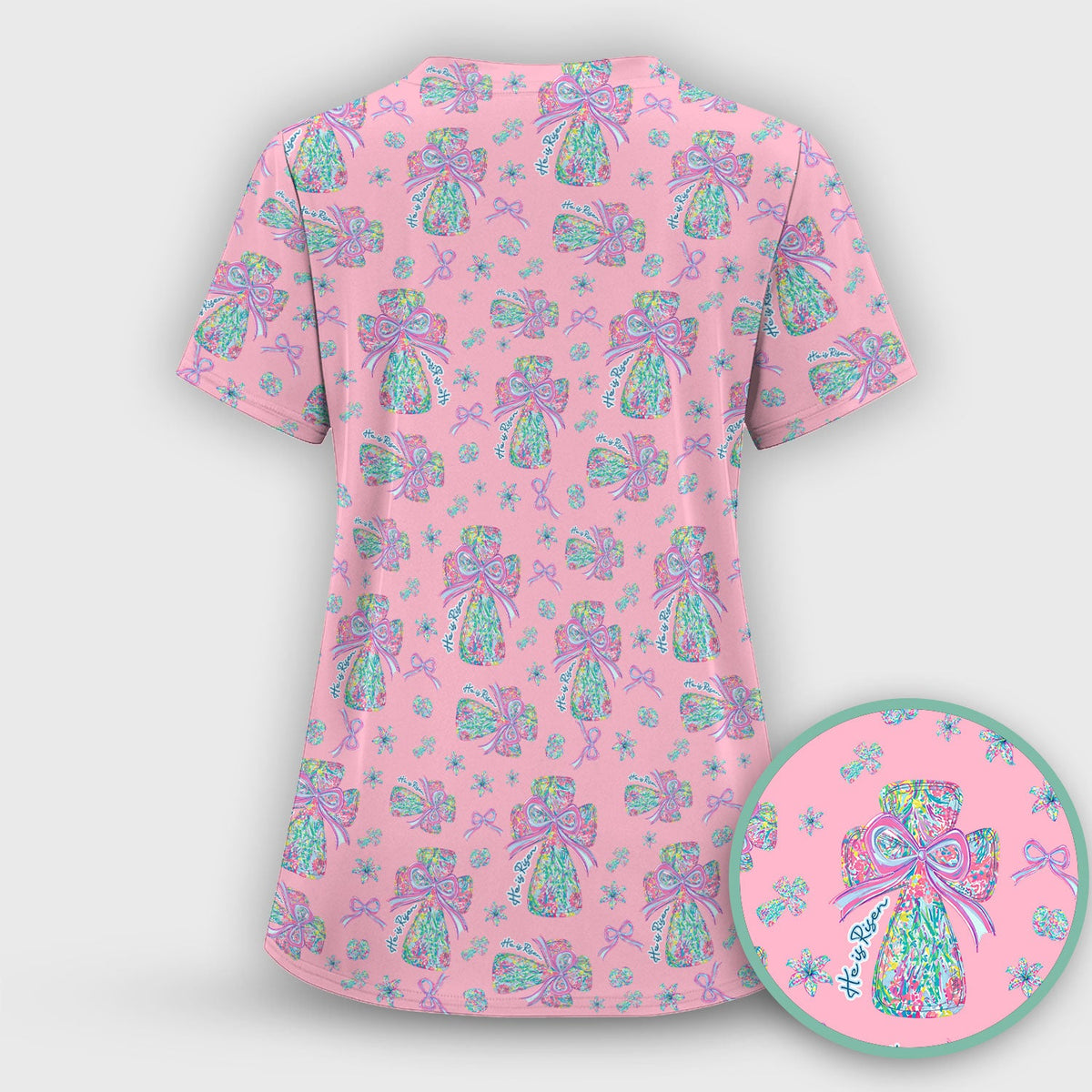 Colorful Bow Nurse Scrub Set