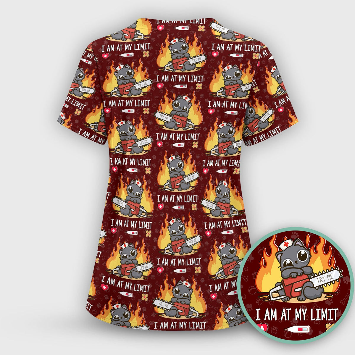 Cat I Am At My Limit Nurse Scrub Top